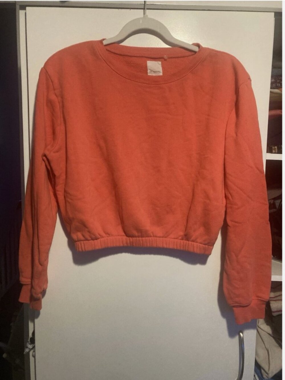 The Westside Cropped Oversized Sweatshirt Women’s Size S Coral/ Orange Color